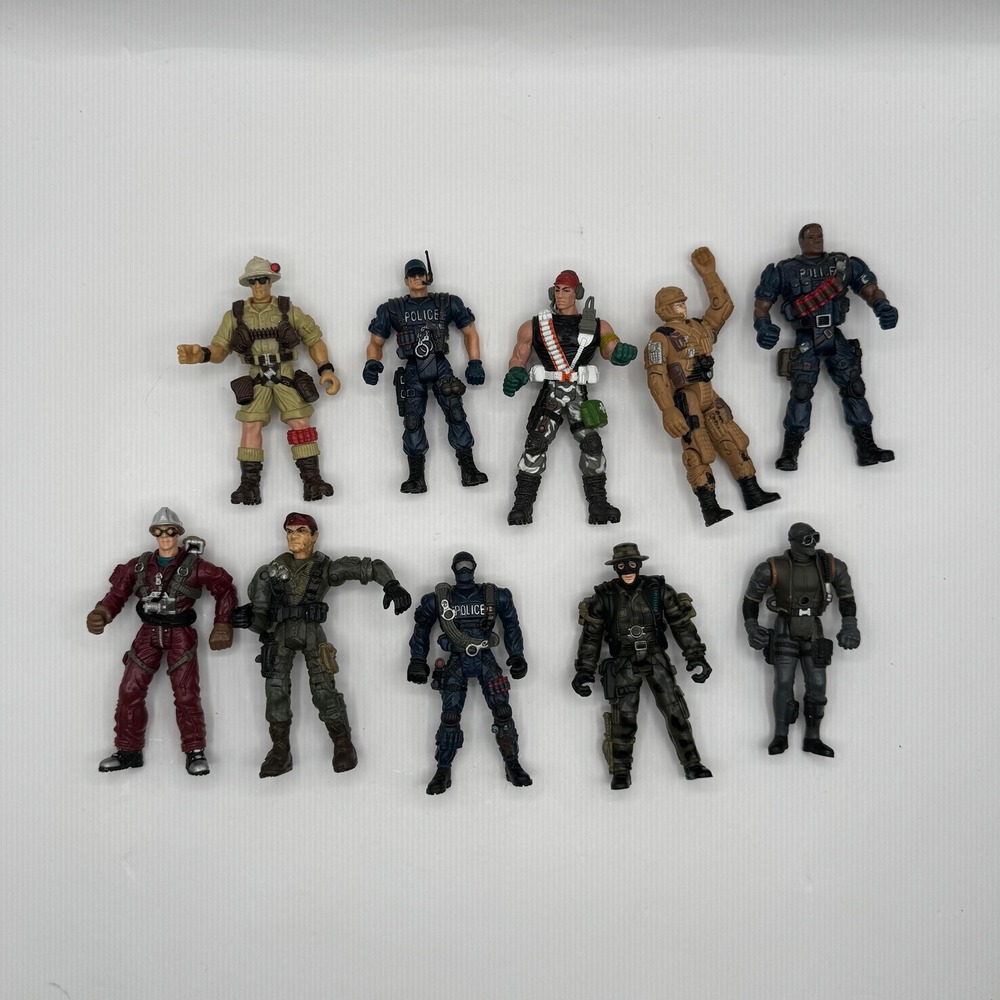 Police Military Action Figures Kids 4in Tactical Lot of 10
